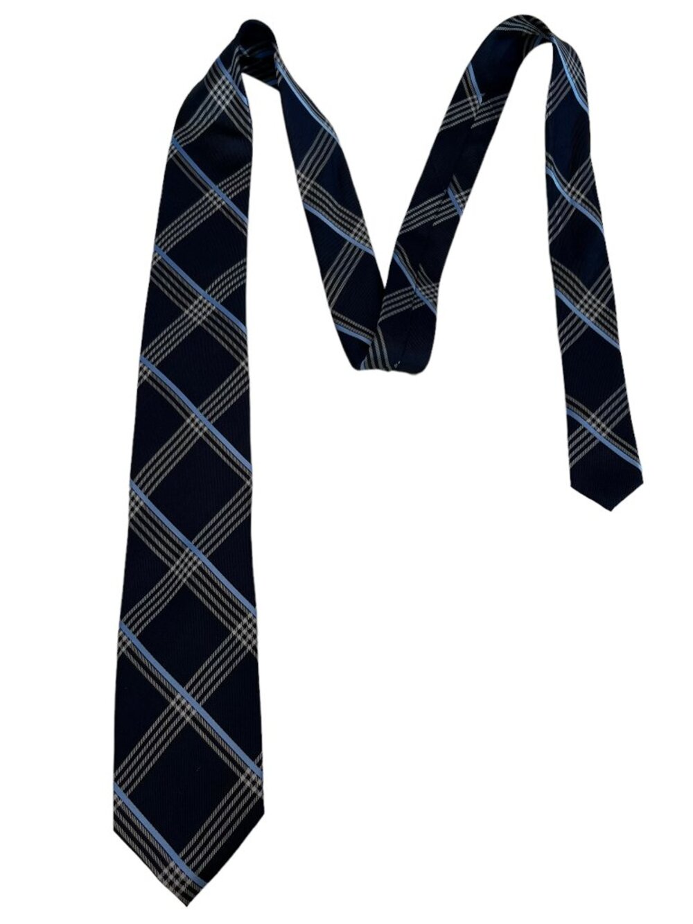 Michael Kors neck tie blue plaid silk
